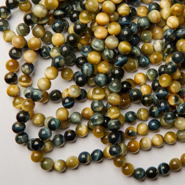 Tygrysie oko kulka gładka szaro-złota 10,5mm