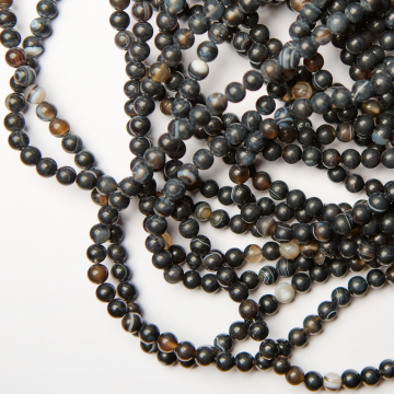 Czarny agat kulka gładka matowa 6mm