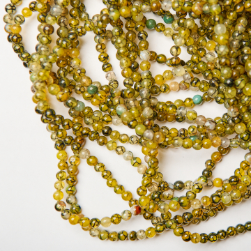 Agat kulka gładka zielona spękana 6mm