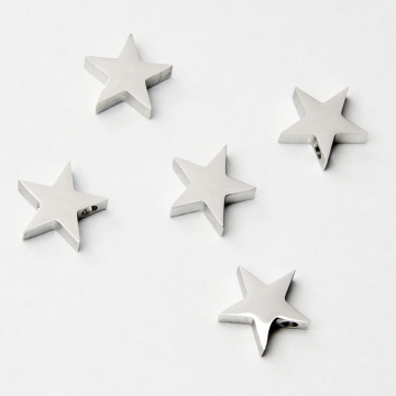 Koralik gwiazdka ze stali chirurgicznej w kolorze srebrnym 10mm