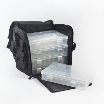 Materiałowa torba z plastikowymi pudełkami 20,3x21x15,2cm