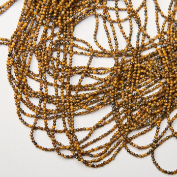 Tygrysie oko kulka fasetowana 2mm