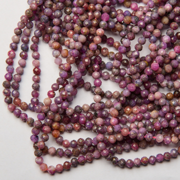 Szafir z rubinem kulka fasetowana 4mm