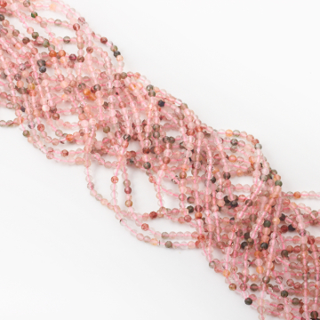 Kryształ górski różowy z rutylem kulka fasetowana 3mm