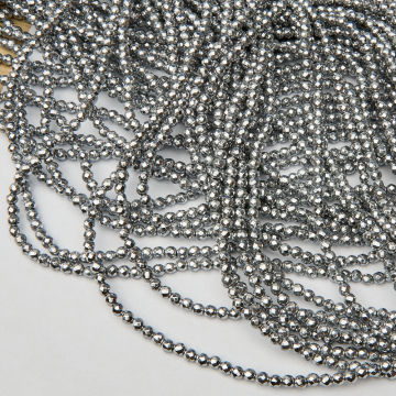 Hematyt platerowany kulka fasetowana silver 4mm