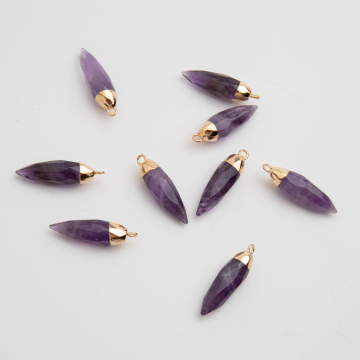 Ametyst grot fasetowany w okuciu zawieszka 27mm