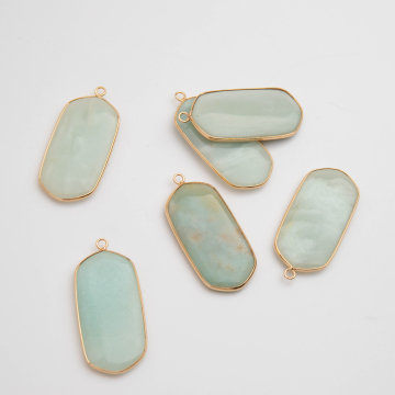 Amazonit zawieszka płaski owal w okuciu 47x22mm