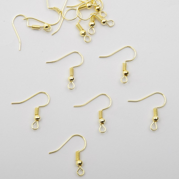 Bigle otwarte ze sprężynką i kulką real gold color 20mm