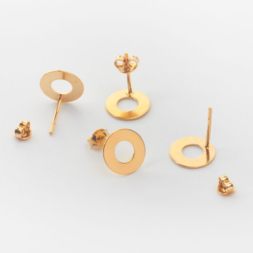 Srebrne kolczyki celebrytki kółka wycięte, pozłacane Ag 925 10mm