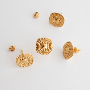 Srebrne kolczyki tarcze AG925 pozłacane 13x12,5mm