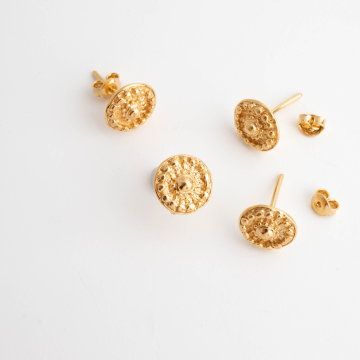 Srebrne kolczyki kółka w kropeczki AG926 pozłacane 9,5mm