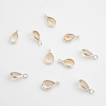 Cytryn łezka fasetowana w okuciu zawieszka AG925  6,5x4,5mm