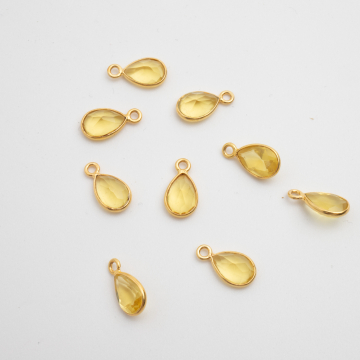 Cytryn łezka fasetowana zawieszka w okuciu pozłacanym AG925  5,5x8,5mm