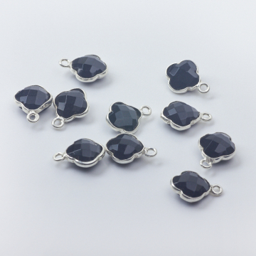 Zawieszka onyks koniczyna marokańska fasetowana w okuciu AG925 8,5mm