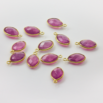 Zawieszka ametyst fasetowany wrzeciono w okuciu AG925 pozłacane 12x8mm