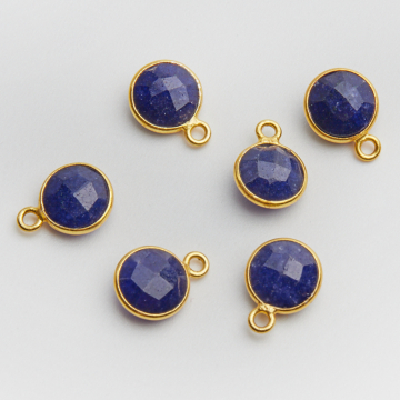 Srebrna zawieszka szafir w okuciu AG925 pozłacana 8mm