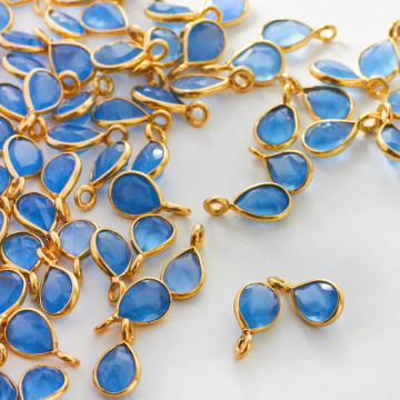 Chalcedon niebieski łezka w okuciu AG925 6mm