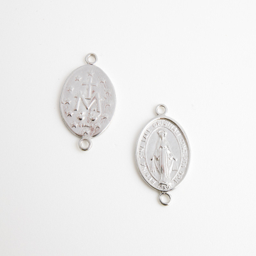 Srebrny łącznik Matka Boska z dwoma oczkami AG925 24x13mm