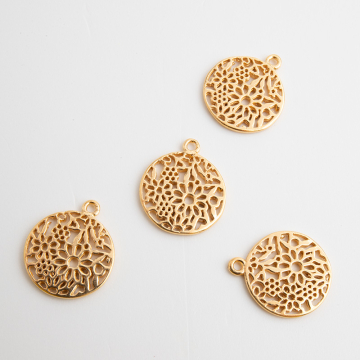 Srebrna zawieszka ażurowa ogród w pierścieniu AG925 pozłacana 15mm