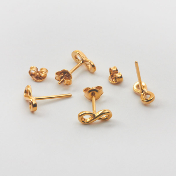 Srebrne kolczyki nieskończoność AG925 pozłacane 9x4mm