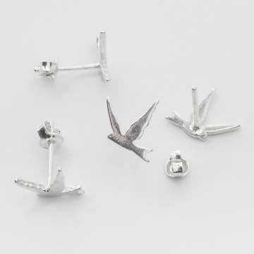 Kolczyki jaskółki srebrne 10 mm