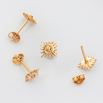 Srebrne kolczyki słońce AG925 pozłacane 6x6mm