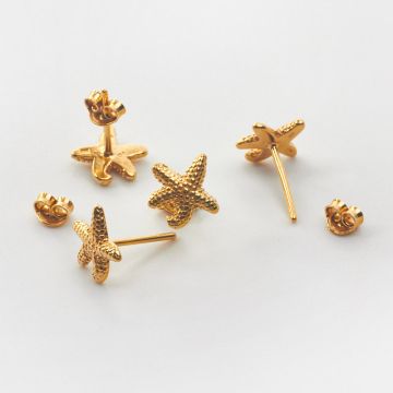 Srebrne kolczyki rozgwiazdy AG925 pozłacane 9mm