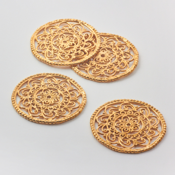 Srebrna zawieszka do naszyjników ażurowa z kwiatkiem AG925 pozłacana 31mm