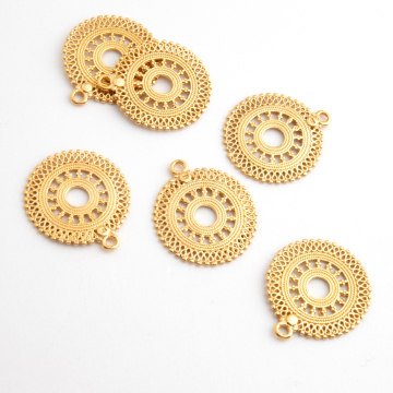 Srebrna zawieszka rozeta ażurowa pozłacana AG925 18mm