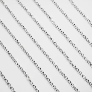 Łańcuszek ze stali chirurgicznej owale gładkie w kolorze srebrnym 5x3,5mm