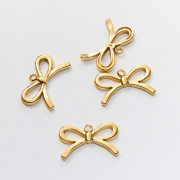 Zawieszka ze stali chirurgicznej kokardka prosta w kolorze złotym 12mm PVD