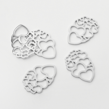 Zawieszka ze stali szlachetnej serca do naszyjników w kolorze srebrnym 23,5mm