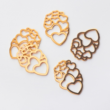 Zawieszka ze stali szlachetnej serca do naszyjników w kolorze złotym 23,5mm