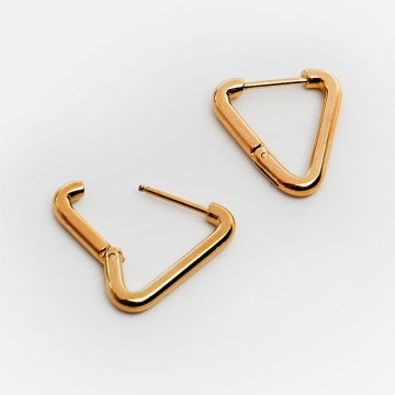 Kolczyki kajdanki ze stali chirurgicznej trójkąty okrągłe w kolorze złotym 20mm