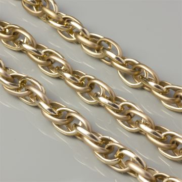 Łańcuch aluminiowy owal podwójny gładki złoty 19x13mm