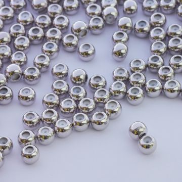 Zapięcie stoper z silikonem do cienkich sznureczków kulki srebrne 5mm