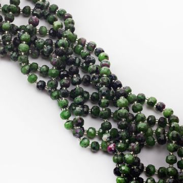 Zoisyt z rubinem oponka fasetowana 8x6mm