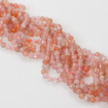 Kwarc truskawkowy kulki fasetowane 3mm Kwarc truskawkowy kulki fasetowane 3mm