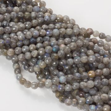 Labradoryt kulki fasetowane 6mm szary