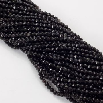 Obsydian srebrzysty kulki fasetowane 4mm