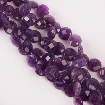 Ametyst krążek fasetowany 14mm