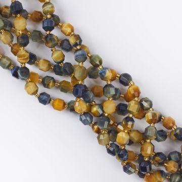 Złote tygrysie oko baryłka fasetowana 8mm