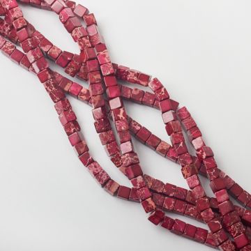 Jaspis cesarski kostka bordowa 6-6,5mm