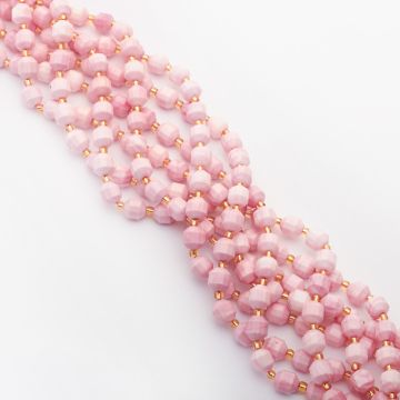 Różowa muszla baryłka fasetowana 8mm