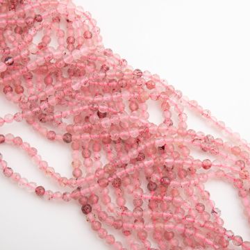 Kryształ górski truskawkowy kulka fasetowana 3mm