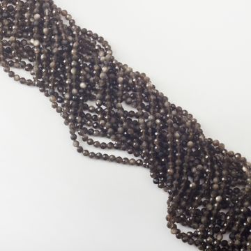 Srebrny obsydian kulka fasetowana 4-4,2mm