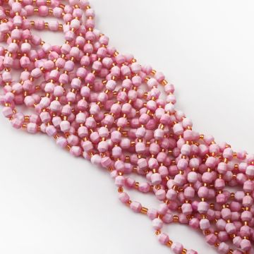 Różowa muszla baryłka fasetowana 6mm
