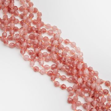 Kryształ górski truskawkowy baryłka fasetowana 8mm