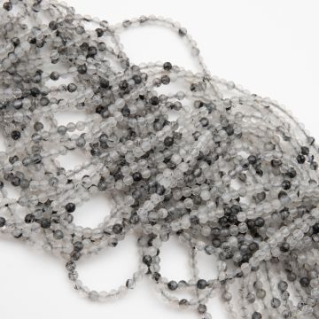 Kryształ górski z czarnym rutylem kulka fasetowana 2,5mm