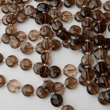 Kryształ górski dymny dysk fasetowana 10mm